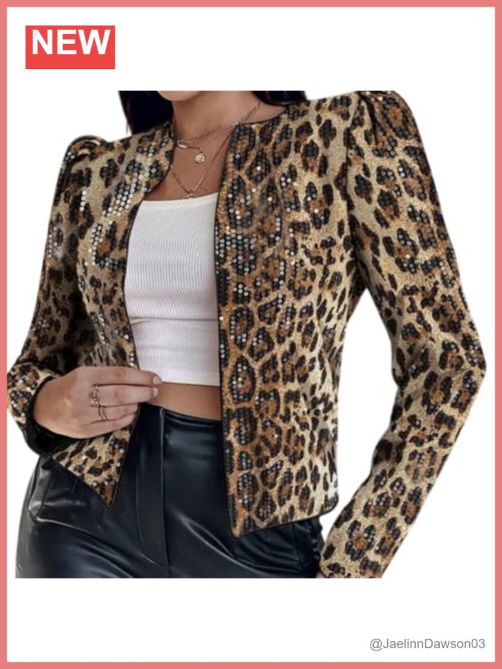 Women's Sequin Leopard Blazer Jacket